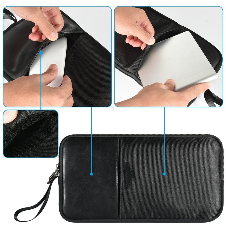 Universal PU Leather + Nylon Waterproof Zipper Portable Keyboard Storage Bag For Apple Wireless Keyboard A1314 & Magic Keyboard