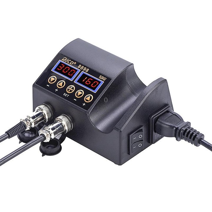 Hot Air Desoldering Station Dual Digital Display Two In One Temperature Control Electric Soldering Iron Soldering Station, EU Pl