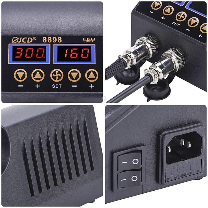 Hot Air Desoldering Station Dual Digital Display Two In One Temperature Control Electric Soldering Iron Soldering Station, EU Pl