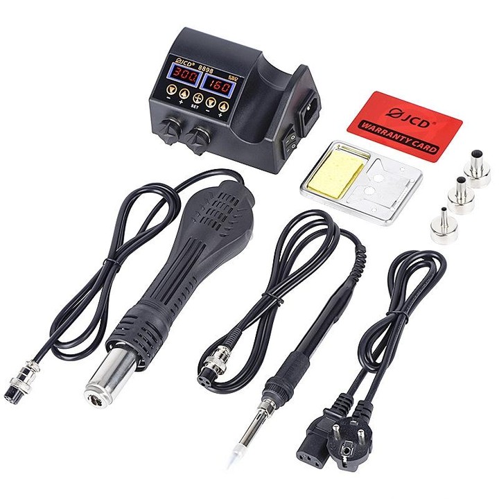 Hot Air Desoldering Station Dual Digital Display Two In One Temperature Control Electric Soldering Iron Soldering Station, EU Pl