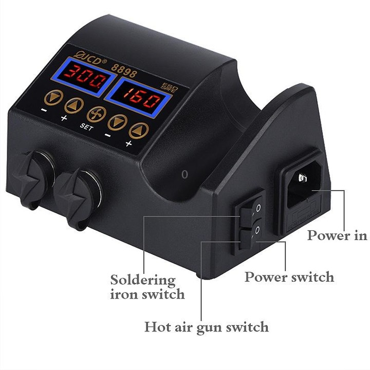 Hot Air Desoldering Station Dual Digital Display Two In One Temperature Control Electric Soldering Iron Soldering Station, EU Pl