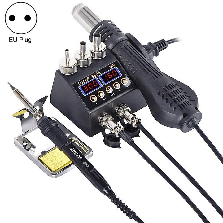 Hot Air Desoldering Station Dual Digital Display Two In One Temperature Control Electric Soldering Iron Soldering Station, EU Pl