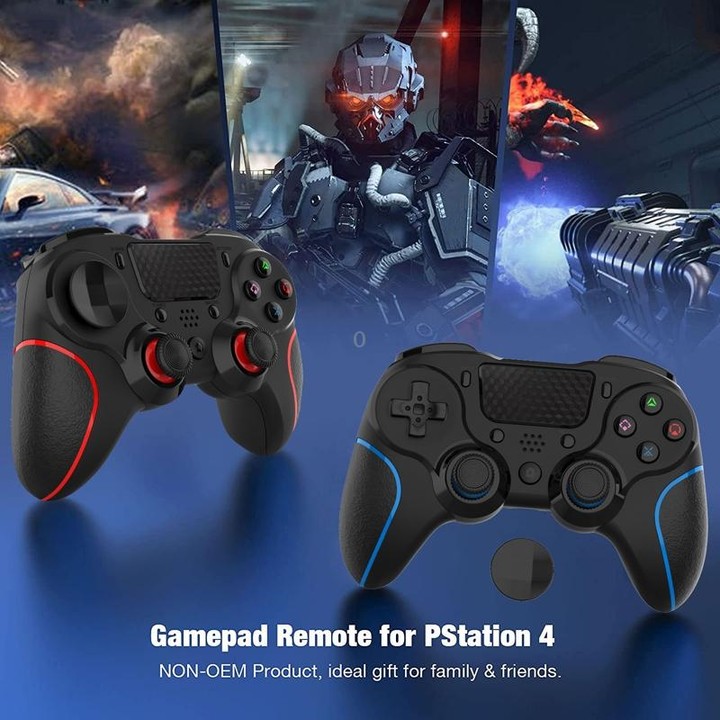 MB-P913 PC Six-Axis Somatosensory Back Key Programming Dual Vibration Bluetooth Gamepad For PS4 Pro(Blue Black)