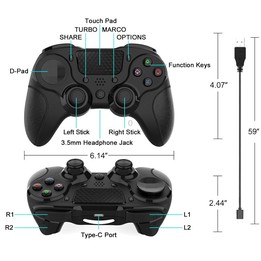 MB-P913 PC Six-Axis Somatosensory Back Key Programming Dual Vibration Bluetooth Gamepad For PS4 Pro(Black White)