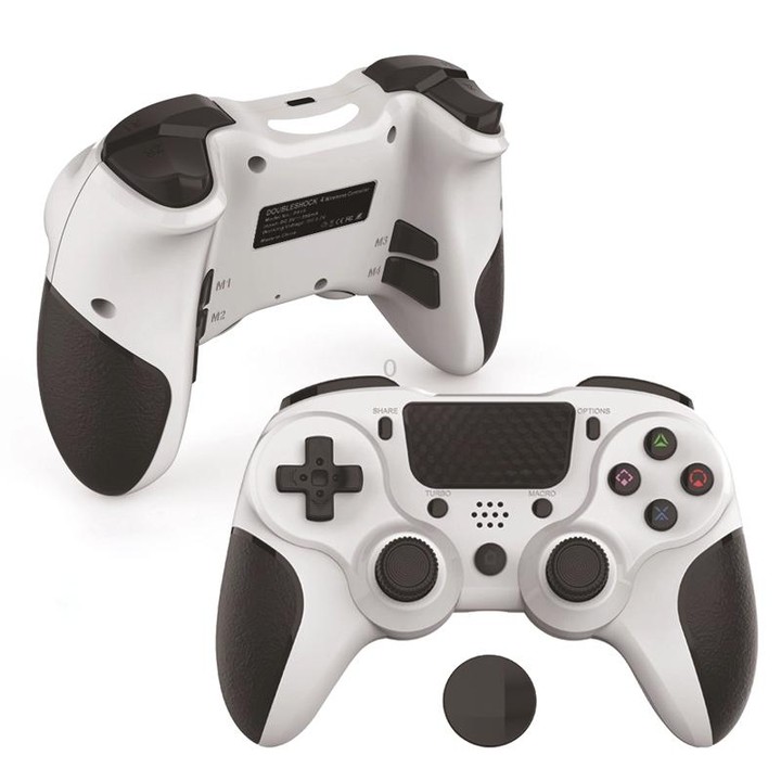 MB-P913 PC Six-Axis Somatosensory Back Key Programming Dual Vibration Bluetooth Gamepad For PS4 Pro(Black White)