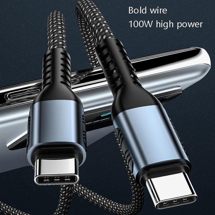 1m 100W PD Fast Charge Type-C Male to Male Data Sync Charging Braided Cable