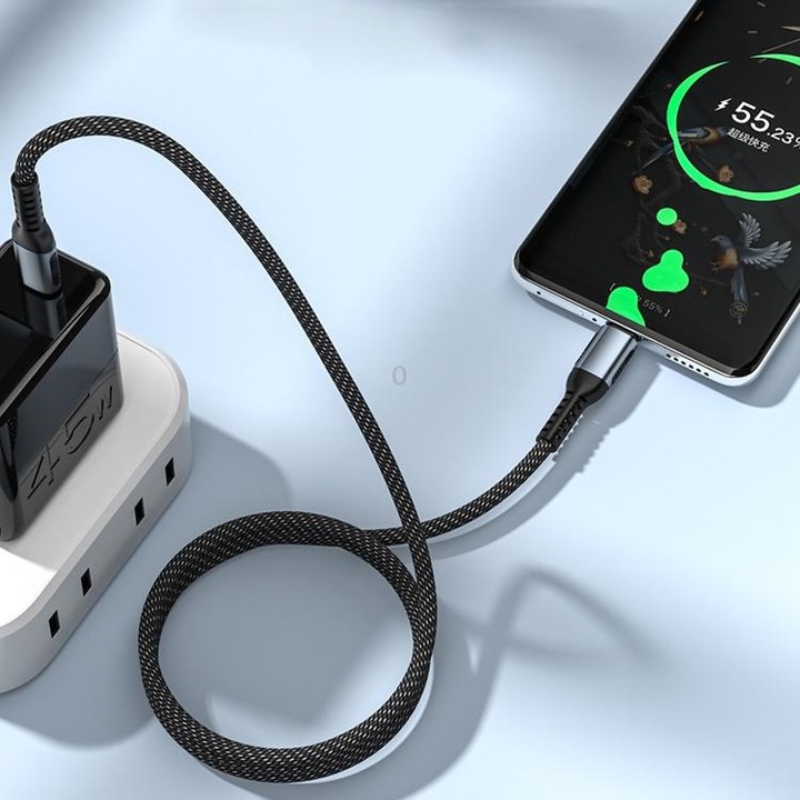 1m 100W PD Fast Charge Type-C Male to Male Data Sync Charging Braided Cable