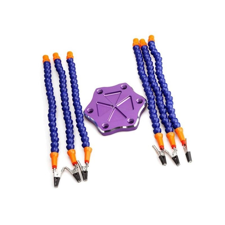 Universal Six-Jaw Aluminum Alloy Welding Station Power Distribution Board Welding Tool, Style: Backplane + 6 Claw Clamp(Purple B