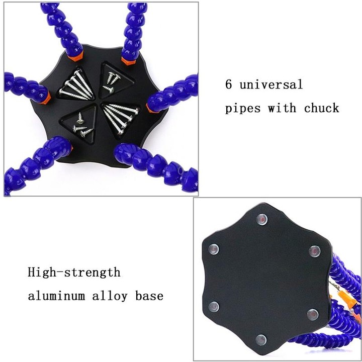 Universal Six-Jaw Aluminum Alloy Welding Station Power Distribution Board Welding Tool, Style: Backplane + 6 Claw Clamp(Purple B