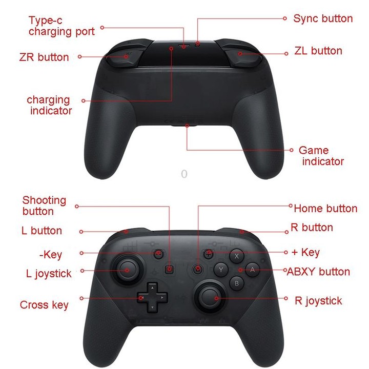 L-0326 Wireless Gamepad For Switch Pro,Style: Black