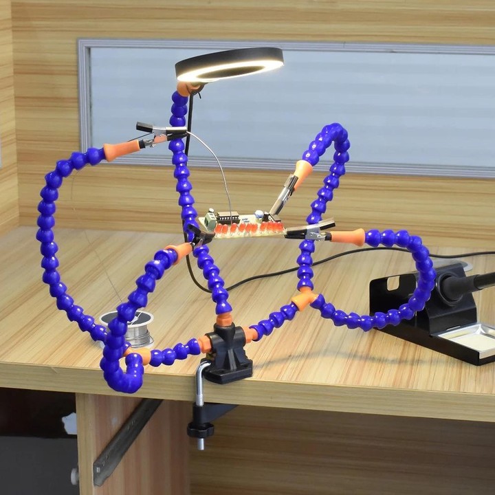 SN5BK-USB 4-Clawed Lamp Adjustable Desktop Soldering Station(Blue)