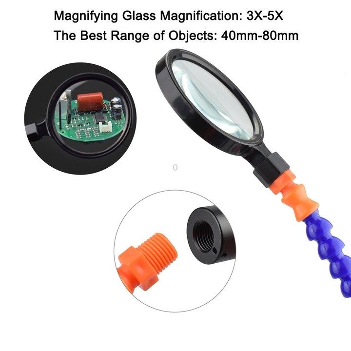 SN6SB-USB Six-Claw LED Lights Welding Station With Magnifying Glass & Fan(Blue)