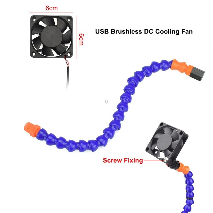 SN6SB-USB Six-Claw LED Lights Welding Station With Magnifying Glass & Fan(Blue)