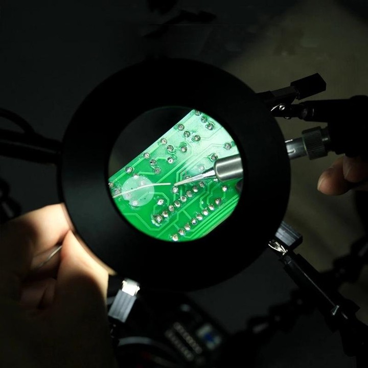 Six-Jaw LED Lamp Magnifying Glass Soldering Station with Fan(N-SS6LF-BK9)