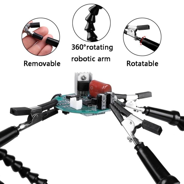 Six-Jaw LED Lamp Magnifying Glass Soldering Station with Fan(N-SS6LF-BK9)