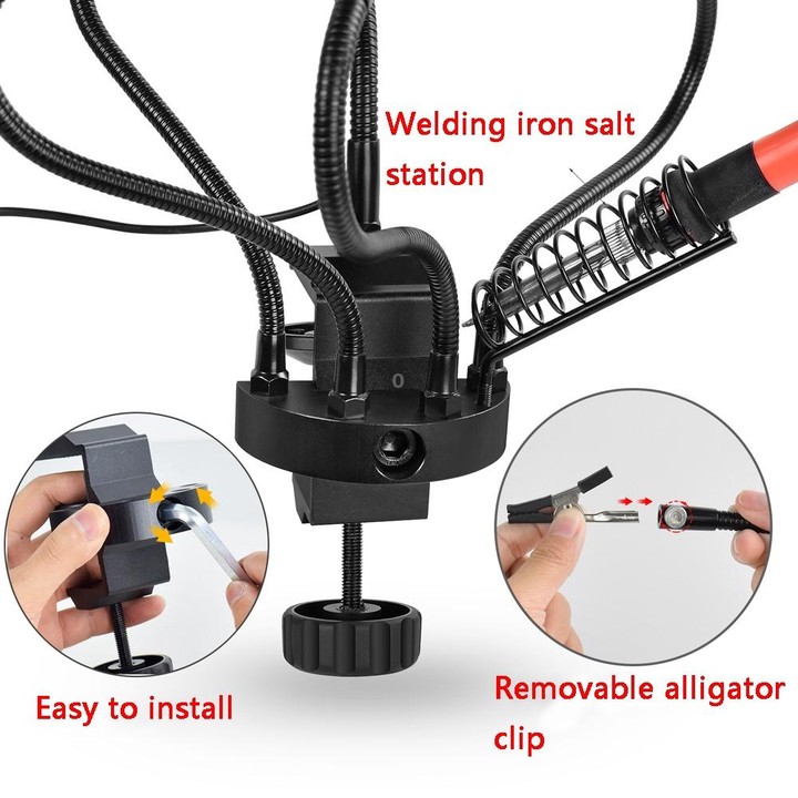 LED Lamp Magnifying Glass 360-Degree Adjustable Welding Table(SN5USB)