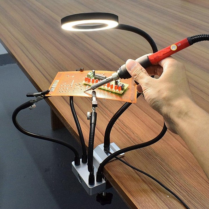 LED Lamp Magnifying Glass 360-Degree Adjustable Welding Table(SN5USB)