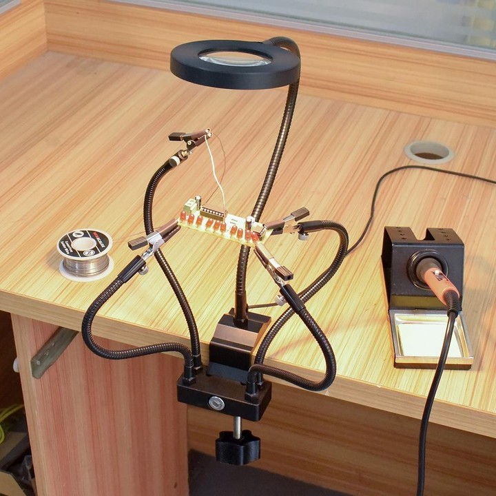 LED Lamp Magnifying Glass 360-Degree Adjustable Welding Table(T-SS5L-BK9)