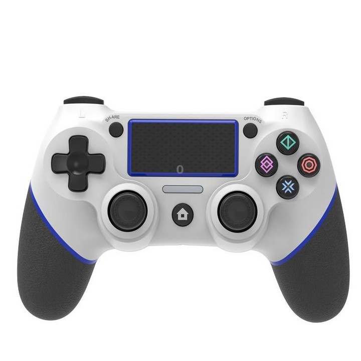 Wireless Bluetooth Rubberized Gamepad For PS4(White Blue)