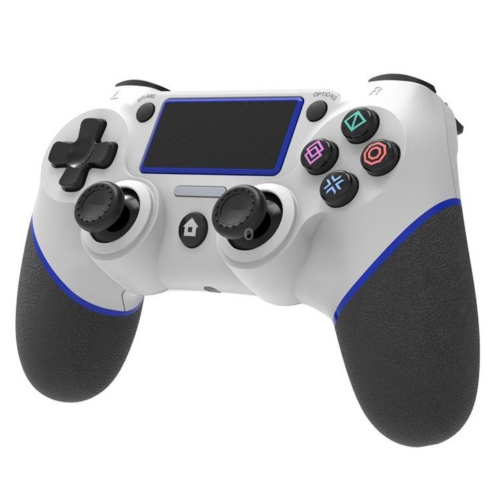 Wireless Bluetooth Rubberized Gamepad For PS4(White Blue)