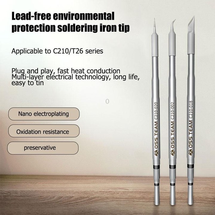 OSS Team C210 Series Soldering Iron Tip Welding Head For JBC T210 / C CD-2SD / 2SHE(Straight Head)