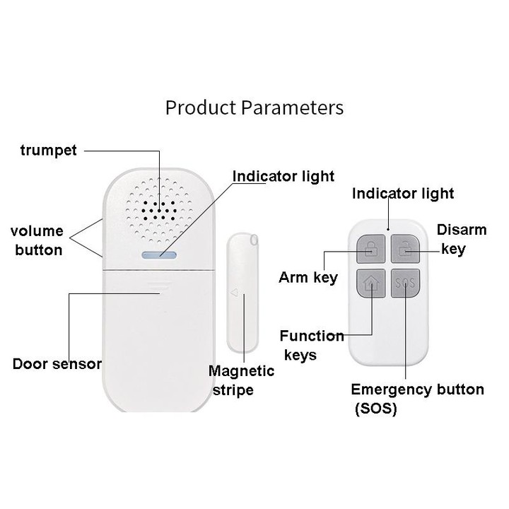 MC-05 130dB Remote Door Magnetic Alarm With Light Reminder