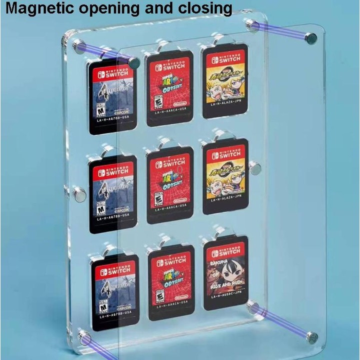 14 Grid Transparent Crystal Magnetic Game Card Storage Box For Switch