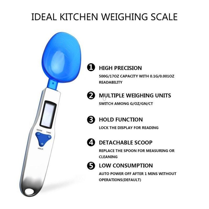500g / 0.5g Kitchen Scale Electronic Measuring Spoon Scale With Three Spoons