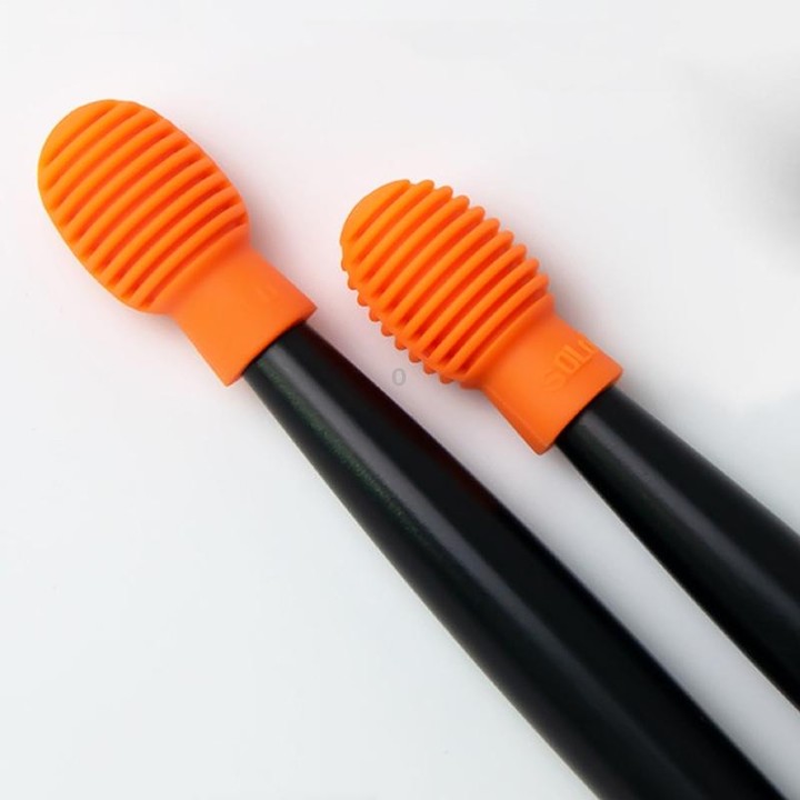 4 PCS / Set Drum Sticks Silicone Head Drum Cover Practice Drums Mute Protective Case(Orange)