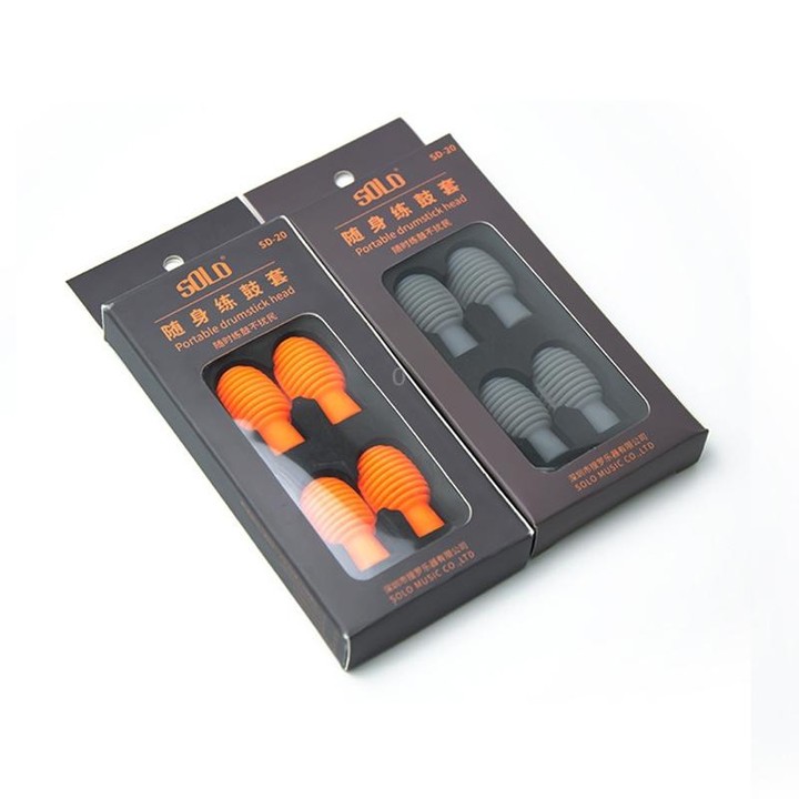 4 PCS / Set Drum Sticks Silicone Head Drum Cover Practice Drums Mute Protective Case(Gray)