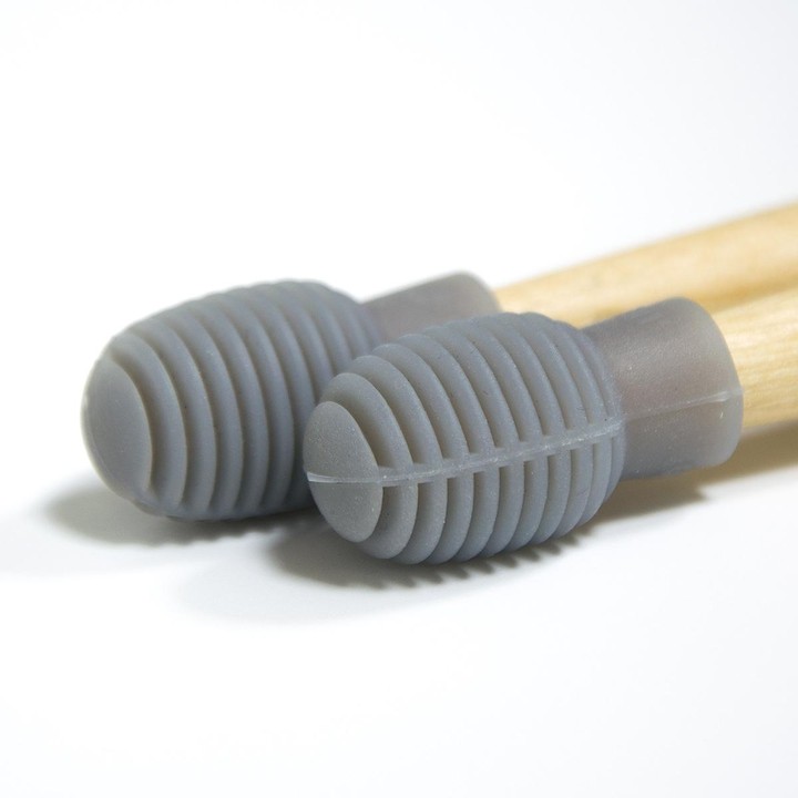 4 PCS / Set Drum Sticks Silicone Head Drum Cover Practice Drums Mute Protective Case(Gray)