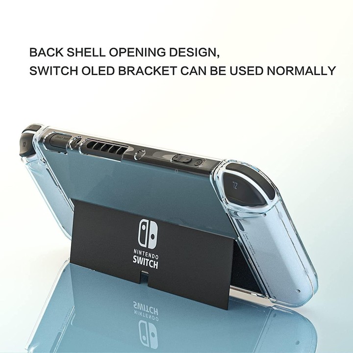 Game Console Crystal Shell Remote Sensing Cap Tempered Film Storage Bag Set For Switch OLED Console White Storage Bag 14 In 1(Ha