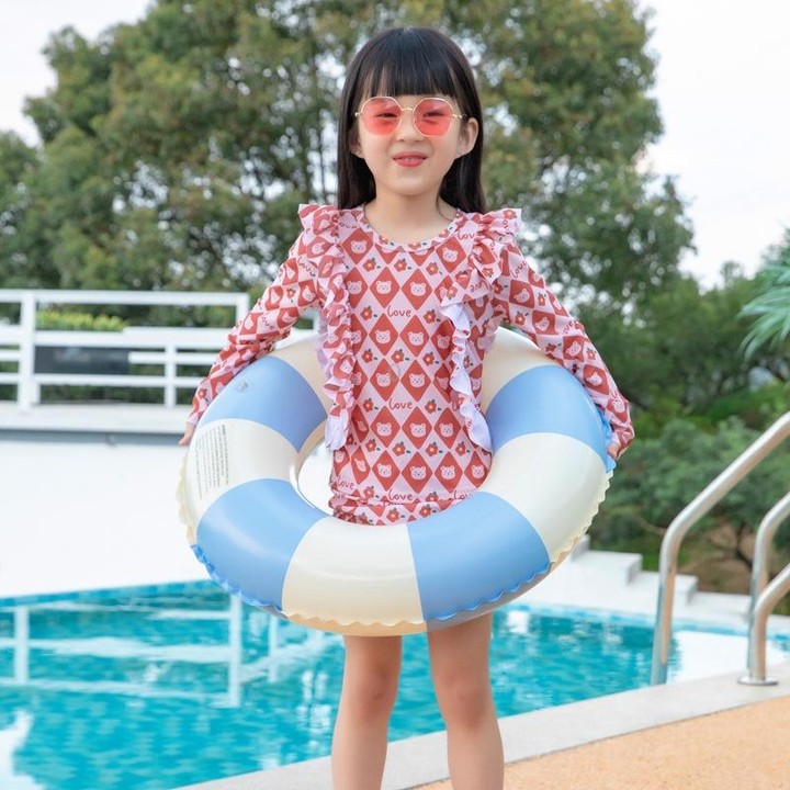 Thickened Children Swimming Ring Inflatable Underarm Ring 50cm(Striped Blue)