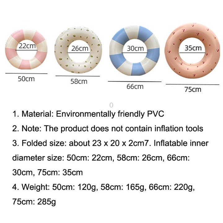 Thickened Children Swimming Ring Inflatable Underarm Ring 58cm(Striped Blue)