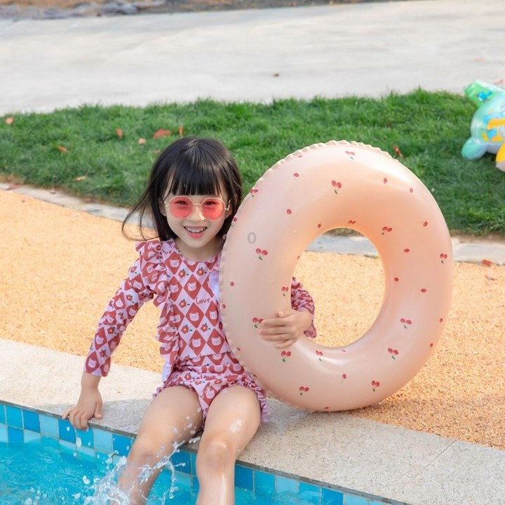 Thickened Children Swimming Ring Inflatable Underarm Ring 58cm(Cherry)