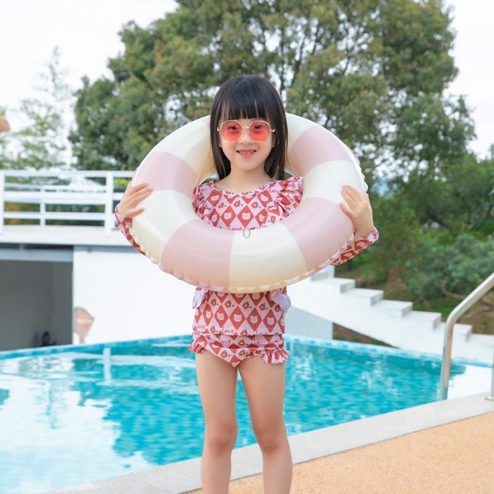 Thickened Children Swimming Ring Inflatable Underarm Ring 66cm(Striped Pink)
