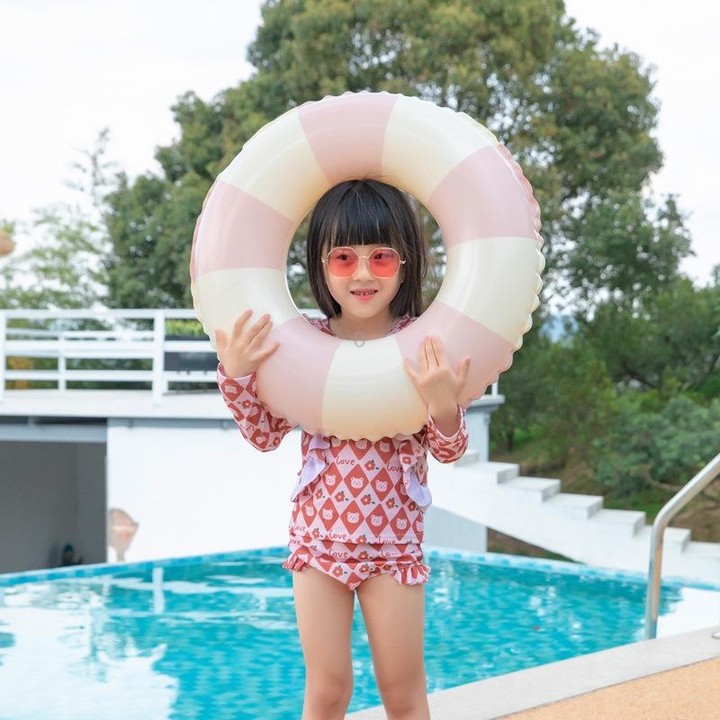Thickened Children Swimming Ring Inflatable Underarm Ring 66cm(Striped Pink)