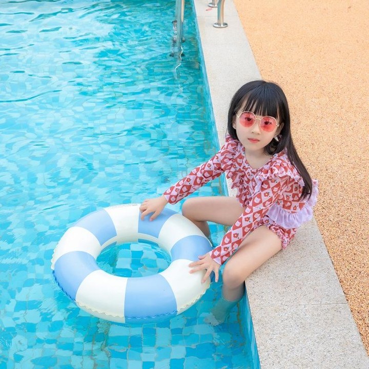 Thickened Children Swimming Ring Inflatable Underarm Ring 66cm(Striped Blue)