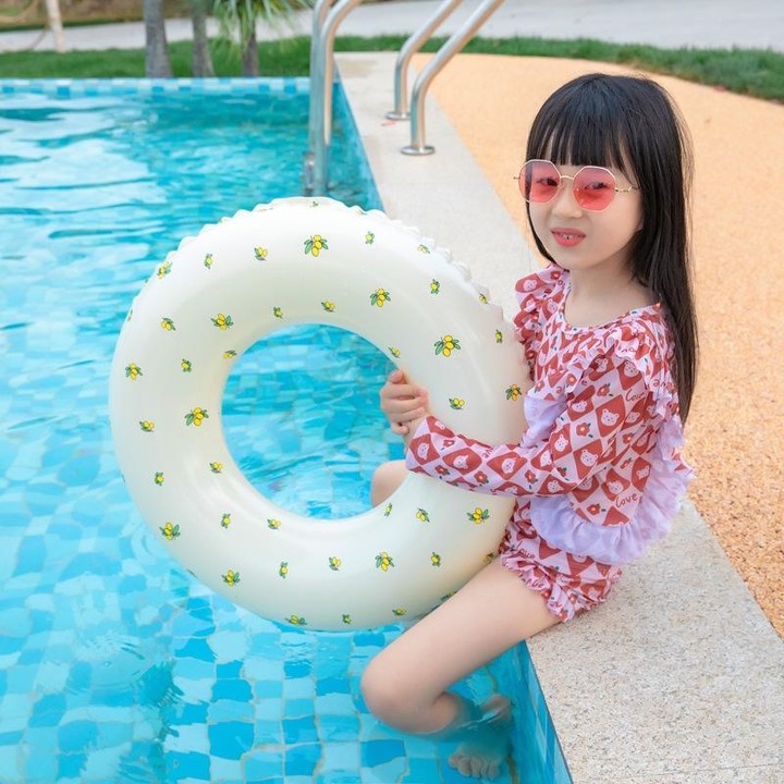 Thickened Children Swimming Ring Inflatable Underarm Ring 66cm(Olive)