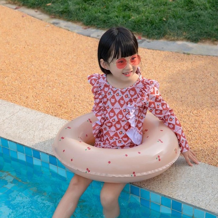 Thickened Children Swimming Ring Inflatable Underarm Ring 66cm(Cherry)