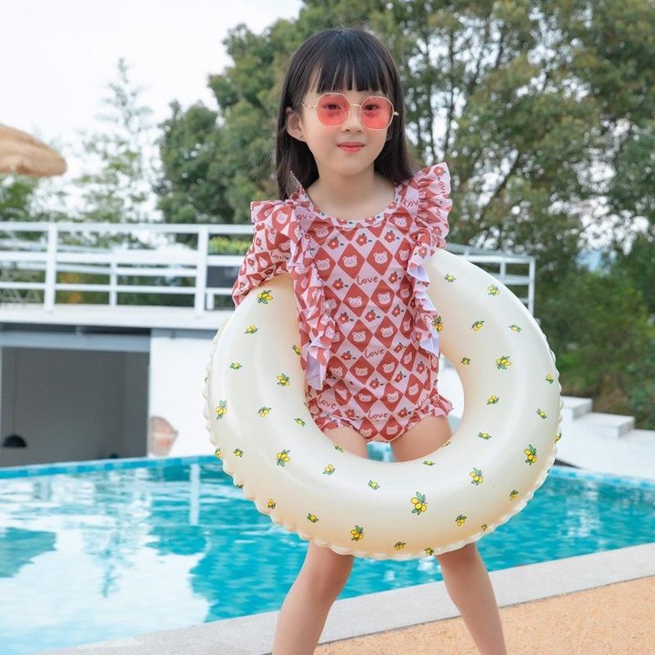 Thickened Children Swimming Ring Inflatable Underarm Ring 75cm(Olive)
