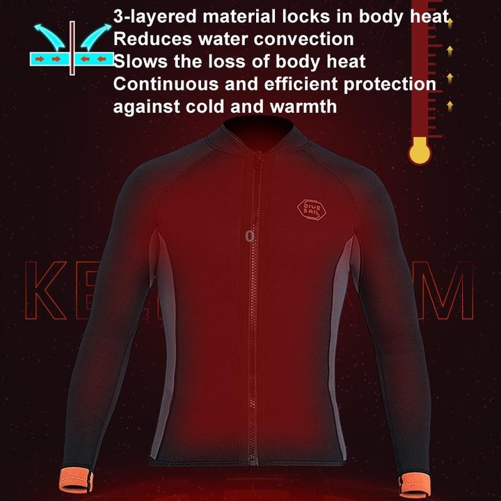 DIVE & SAIL 3mm Long Sleeve Thermal Diving Top Cold Protection Surf Top, Size: M(Women Black)