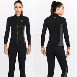 DIVE & SAIL 3mm Long Sleeve Thermal Diving Top Cold Protection Surf Top, Size: L(Women Black)