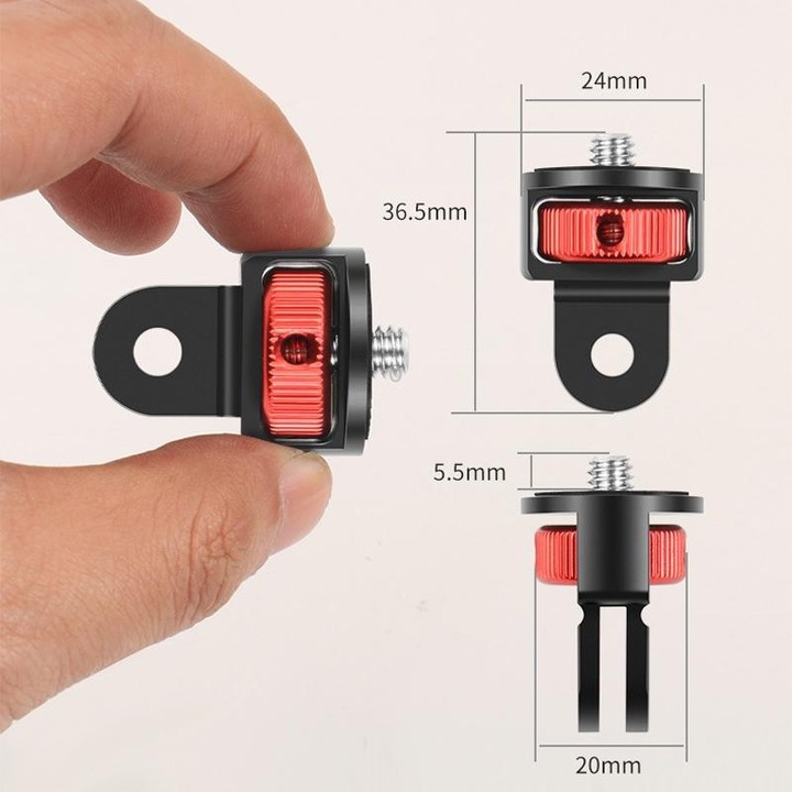 1/4 Inch Screw Converter Tripod Adapter for Sport Camera(Black and Red)