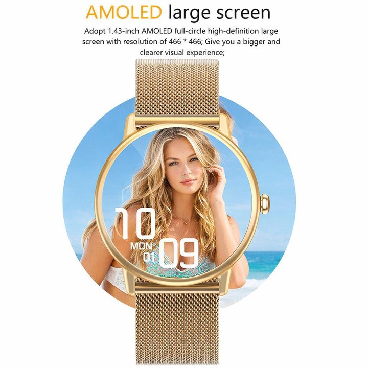 LOANIY Y86 1.43 Inch Heart Rate Monitoring Smart Bluetooth Watch, Color: Black Steel