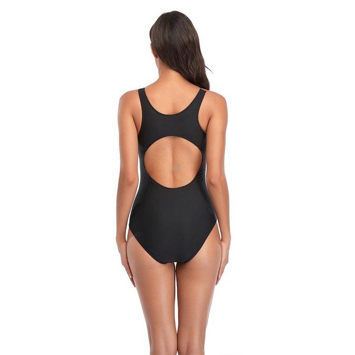 Women Comfortable Triangle One-Piece Swimsuit With Chest Pad, Size: M(Black+Yellow)