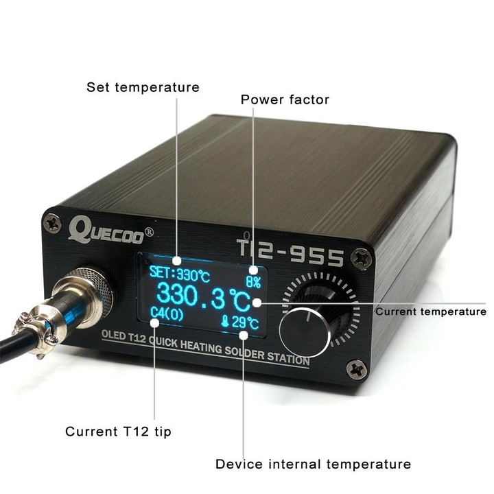 QUECOO 1.3-inch Screen Constant Temperature Soldering Iron, Set: EU Plug (955+907)