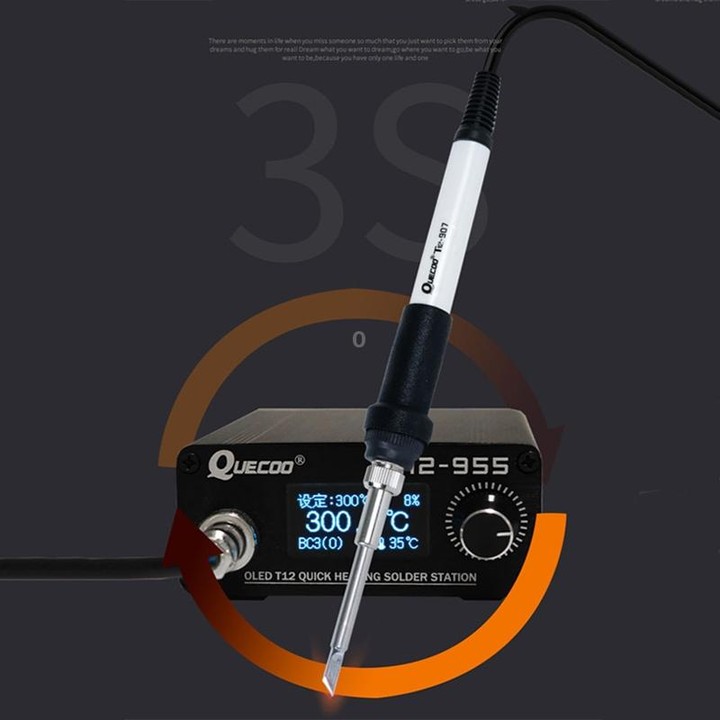 QUECOO 1.3-inch Screen Constant Temperature Soldering Iron, Set: EU Plug (955+M8)