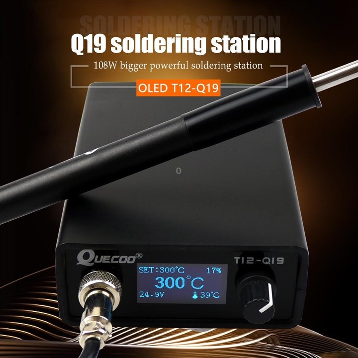QUECOO 1.3 Inch Display Soldering Station with Handle, Set: EU Plug (Q19+P9)