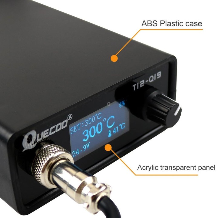 QUECOO 1.3 Inch Display Soldering Station with Handle, Set: US Plug (Q19+P9)